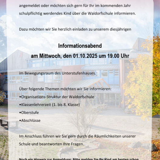 Infoabend für die neue 1. Klasse Sj 26-27